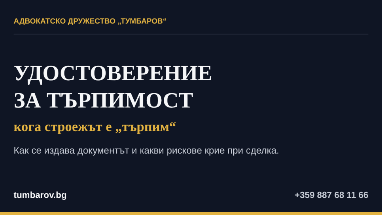 Удостоверение за търпимост — кога строежът е търпим