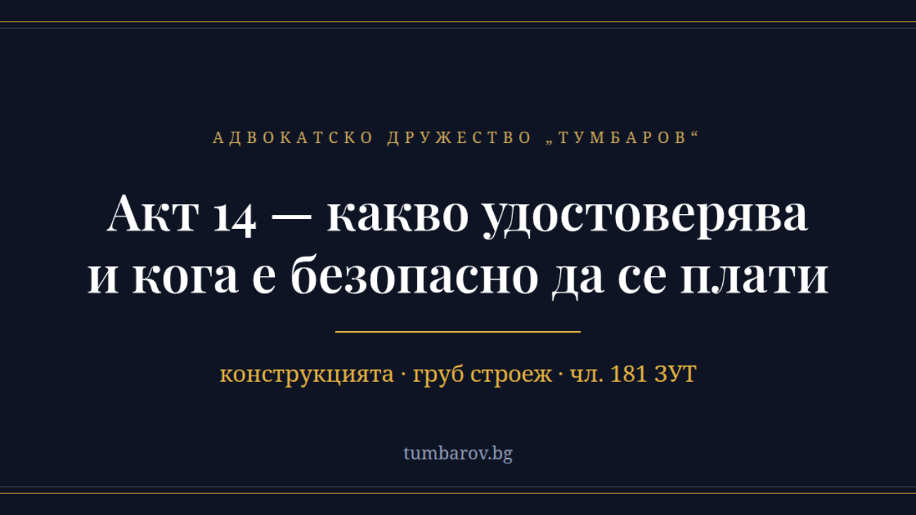 Акт 14 — какво удостоверява и кога е безопасно да се плати