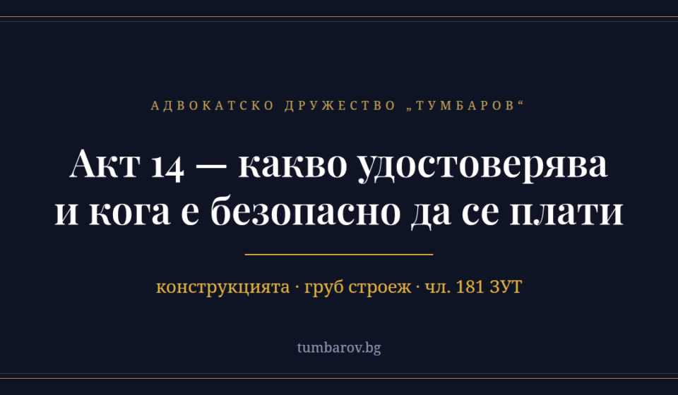 Акт 14 — какво удостоверява и кога е безопасно да се плати